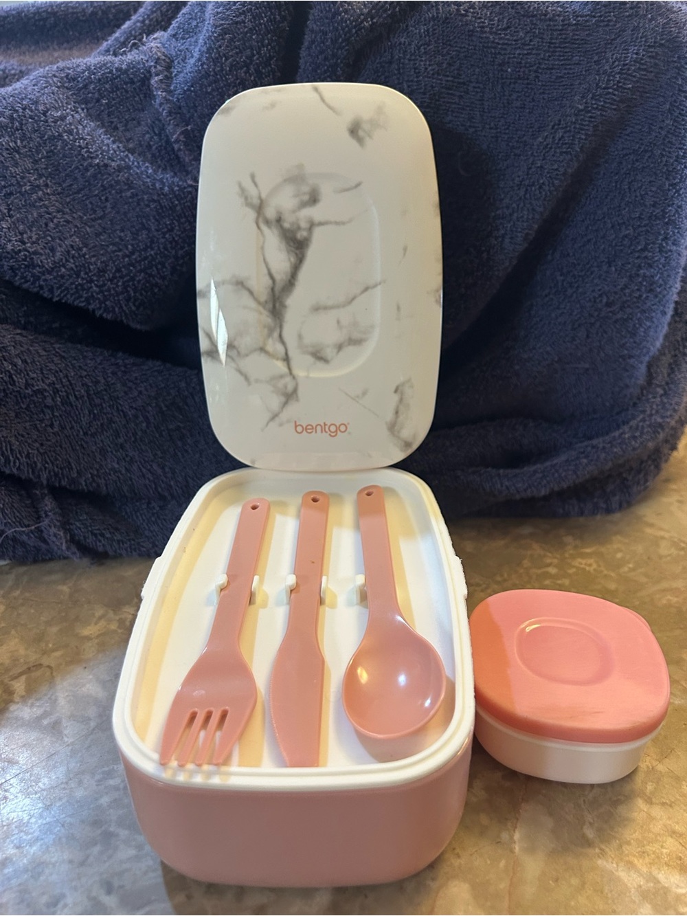 Bentgo Pink Marble Bento Box with Utensils